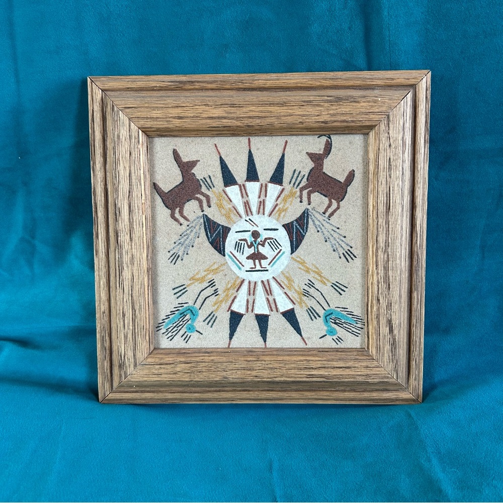 Navajo Native American Sun Shield Sand Painting, Handmade